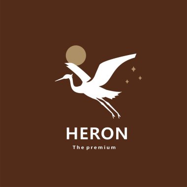 Heron doğal logo vektör silueti retro hipster