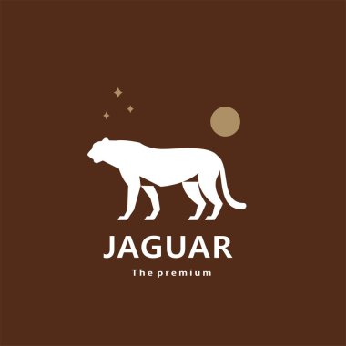 Hayvan jaguar doğal logo vektör simgesi silueti retro hipster