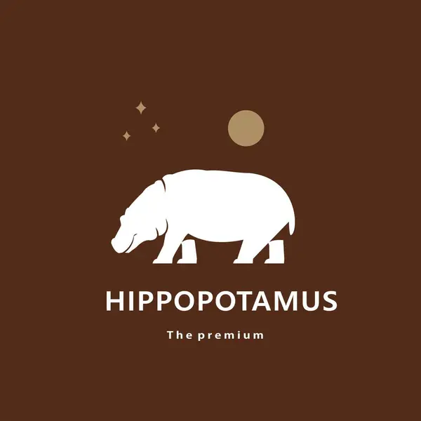 stock vector animal hipopotamus natural logo vector icon silhouette retro hipster