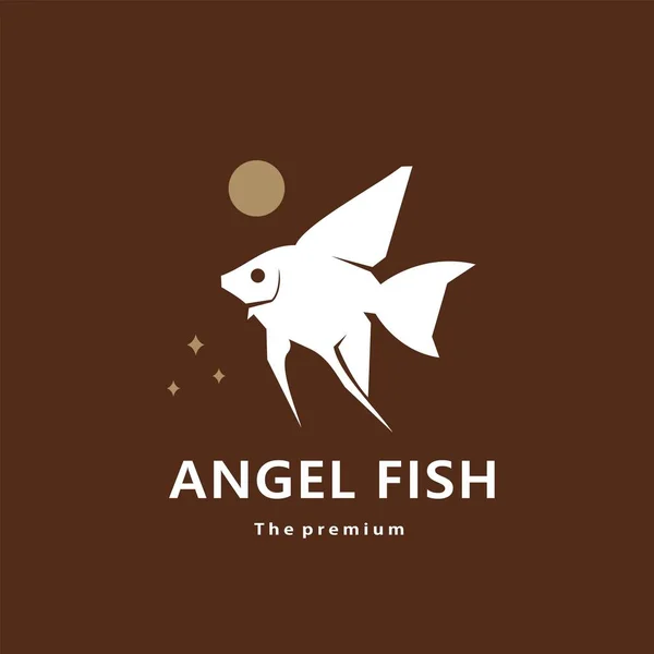 Animal Angel Fish Natural Logo Vector Icon Silhouette Retro Hipster — Stock Vector