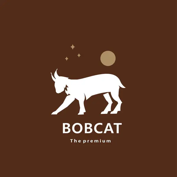 Animal Bobcat Natural Logo Vector Icon Silhouette Retro Hipster — Stock Vector