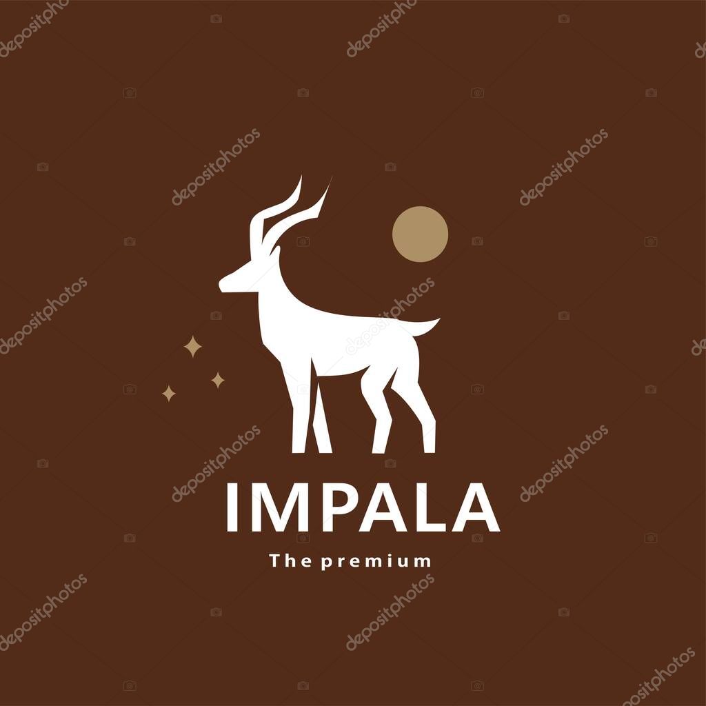 Animal impala natural logo vector icon silhouette retro hipster