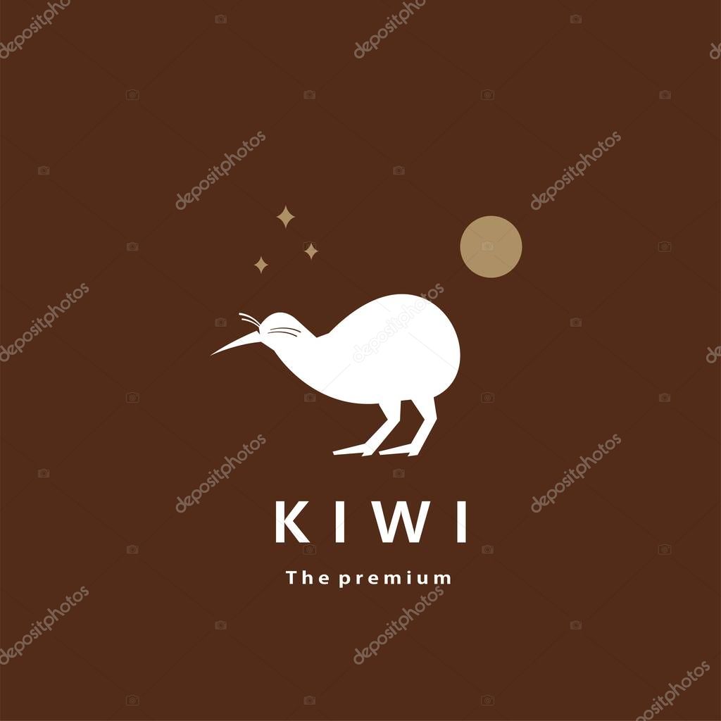 Animal kiwi natural logo vector icon silhouette retro hipster
