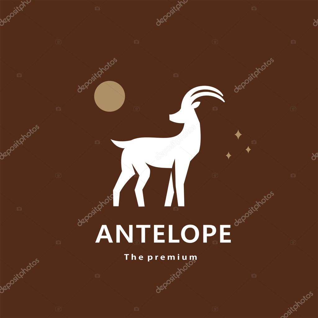 Animal antelope natural logo vector icon silhouette retro hipster
