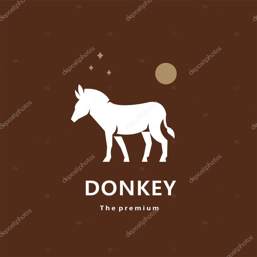 Animal donkey natural logo vector icon silhouette retro hipster