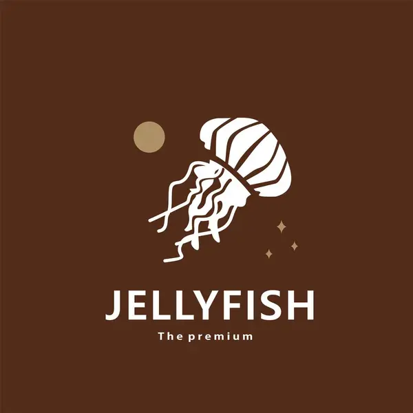 Hayvan Denizanası Doğal Logo Vektör Silueti Retro Hipster — Stok Vektör
