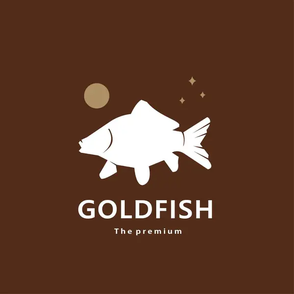 Animal Goldfish Natural Logo Vector Icono Silueta Retro Hipster — Archivo Imágenes Vectoriales