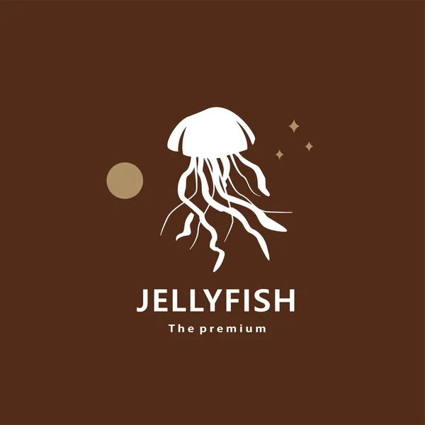 Hayvan Denizanası Doğal Logo Vektör Silueti Retro Hipster — Stok Vektör