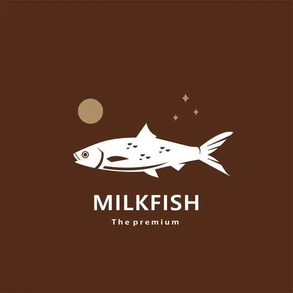 Animal Milkfish Natural Logo Vector Icono Silueta Retro Hipster — Archivo Imágenes Vectoriales