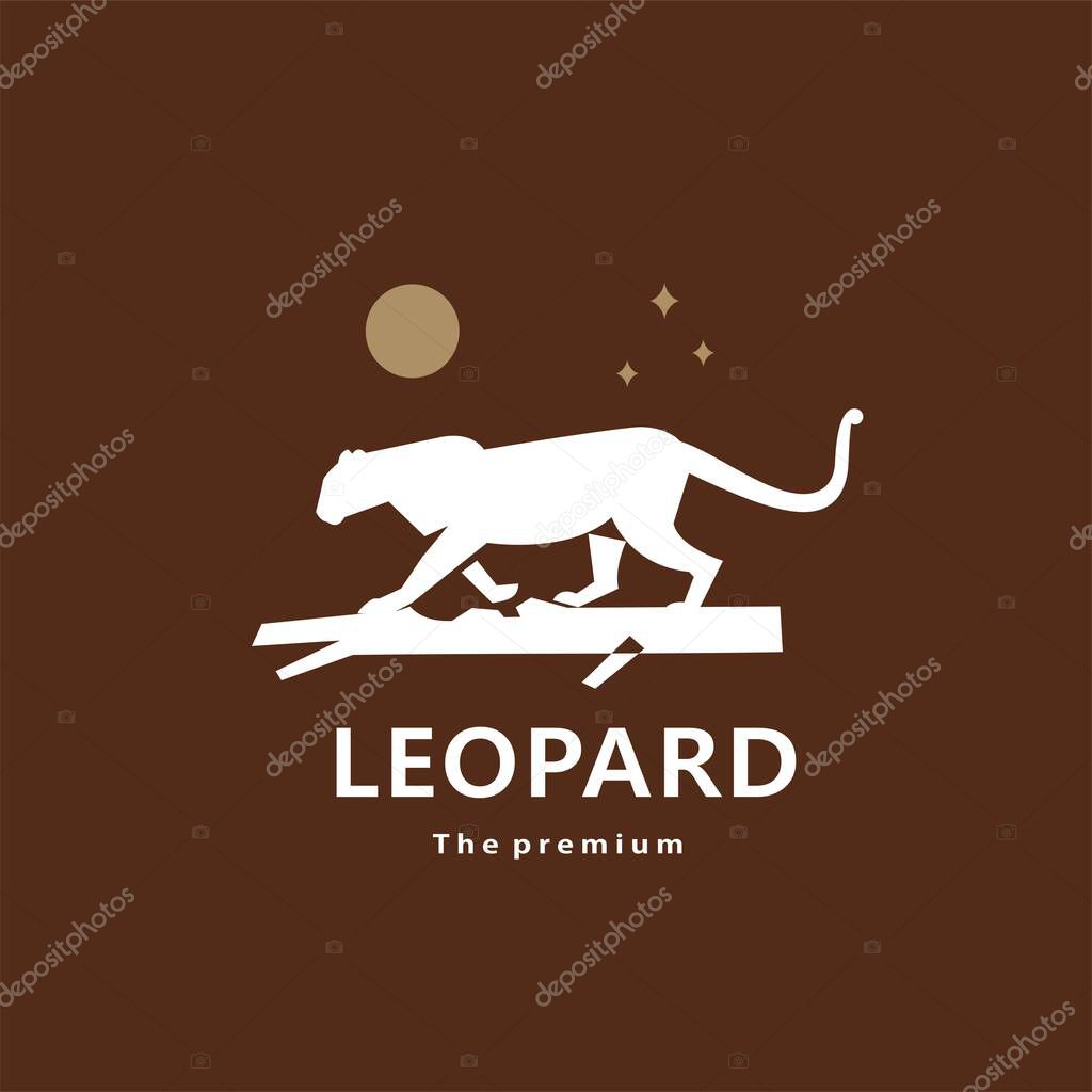 Animal leopard natural logo vector icon silhouette retro hipster
