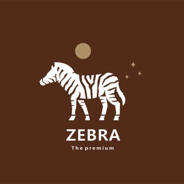 Hayvan zebrası doğal logo vektör silueti retro hipster