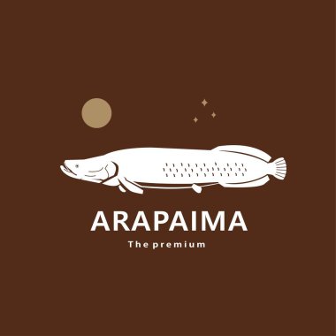 hayvan arapaima doğal logo vektör silueti retro hipster