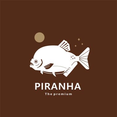 Hayvan piranha doğal logo vektör silueti retro hipster