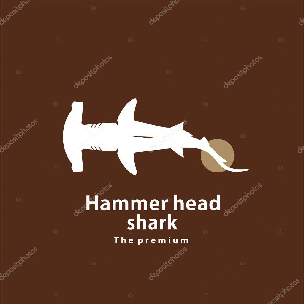 Animal hammer head shark natural logo vector icon silhouette retro hipster