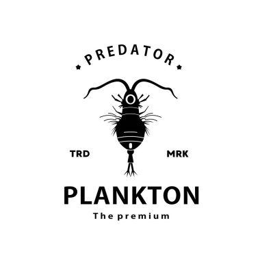 Klasik retro hipster plankton logo vektör anahat siluet sanat simgesi