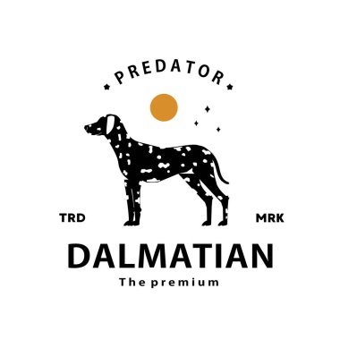 Klasik nostaljik hipster dalmaçyalı logo vektör anahatları siluet sanat simgesi