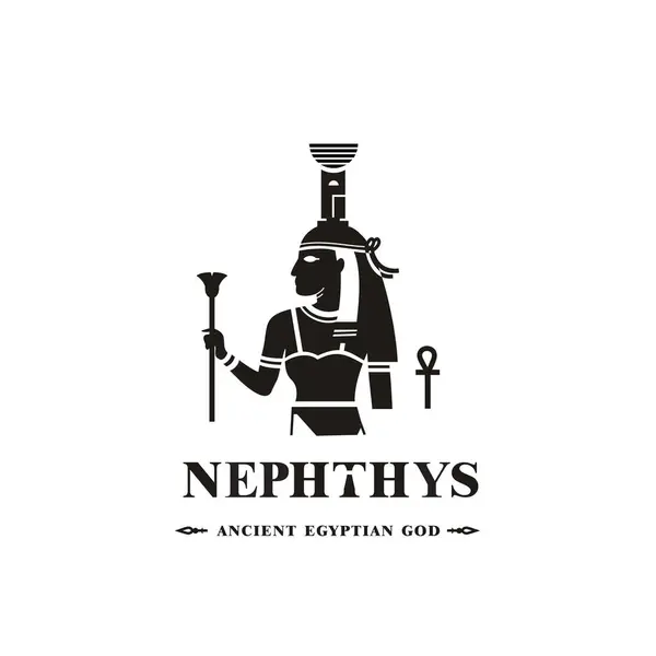 stock vector Ancient egyptian god nephthys silhouette, middle east god Logo