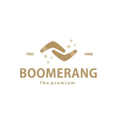 boomerang weapon logo icon vector illustration with star clipart
