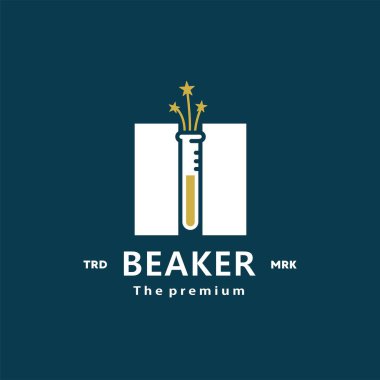 Reaksiyon sıçramalı kimyasal tüp logosunun vektör çizimi