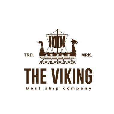 Ticaret, ulaşım ve sanat ürünleri sanayileri için Viking gemisi logosu çizimi
