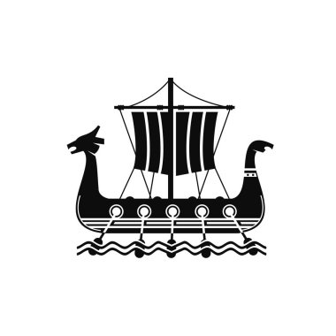 Ticaret, ulaşım ve sanat ürünleri sanayileri için Viking gemisi logosu çizimi