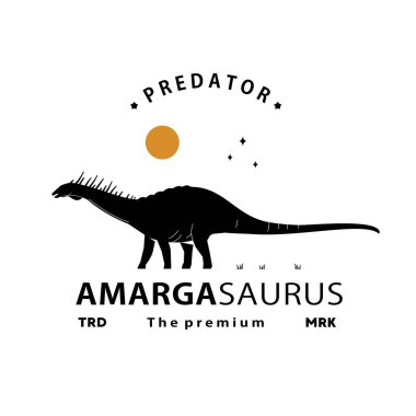 Klasik hipster dinozor, amargasaurus logo vektör siluet sanat simgesi