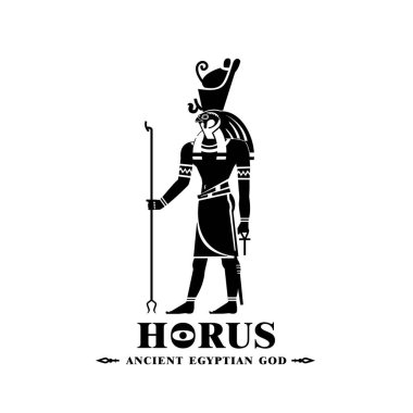 Eski Mısır tanrısı Horus Siluet taç ve güneş sembollü Ortadoğu Kral Kartalı
