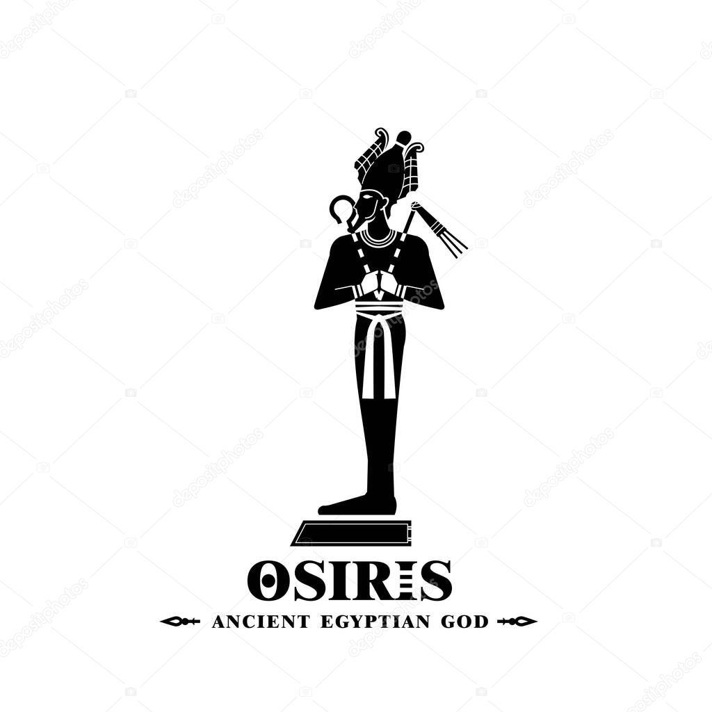 Silhouette of ancient egypt god osiris , middle east death king with crown and scepter