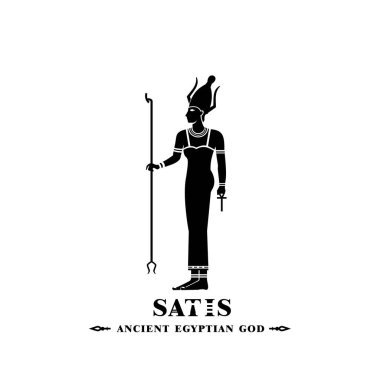 Ancient egyptian god satis silhouette, middle east god Logo clipart