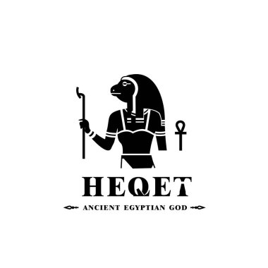Iconic antik Mısır tanrısı Heqet 'in silueti, Modern Kullanım için Orta Doğu tanrı logosu