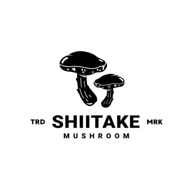 Shiitake mantar logosu sebze dükkanları ve bahçeler için uygun.
