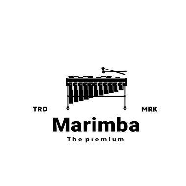 Perküsyon enstrümanı logo illüstrasyonu, müzik mağazaları ve topluluklar için uygun marimba silueti