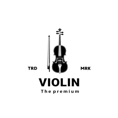 müzik mağazaları ve topluluklar için uygun keman silueti, logo illüstrasyonu, keman silüeti