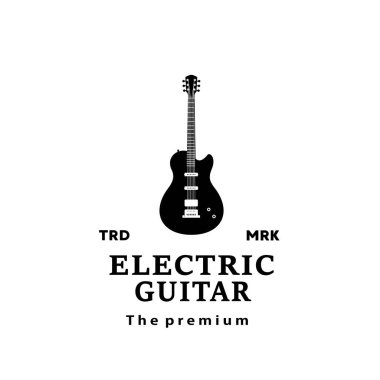 Müzik mağazaları ve topluluklar için uygun telli müzik aleti logosu, elektro gitar silueti