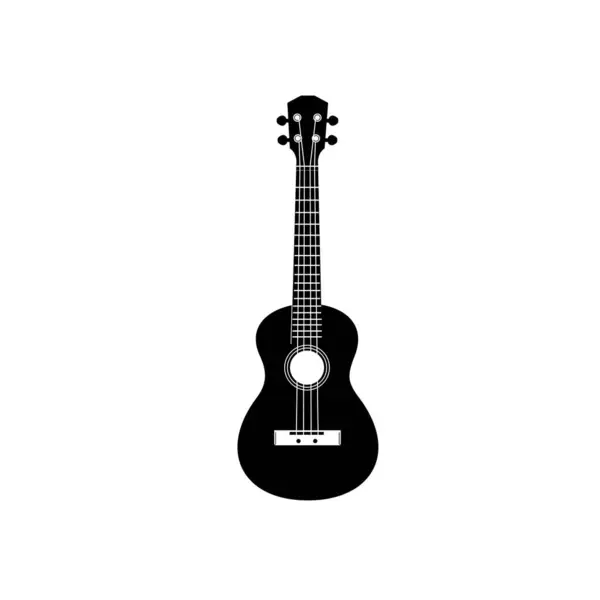Yaylı müzik aleti logosu illüstrasyonu, müzik mağazaları ve topluluklar için uygun ukulele silueti
