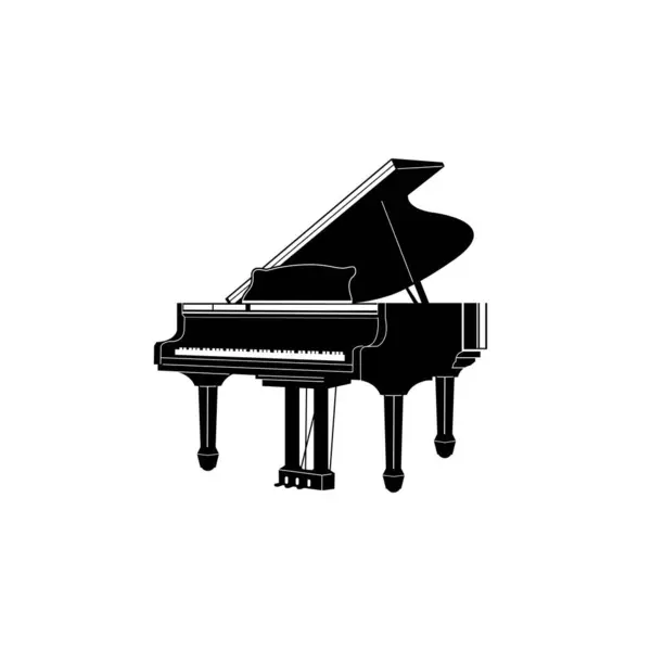 Müzik aleti logosu illüstrasyonu, müzik mağazaları ve topluluklar için uygun piyano silueti