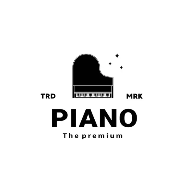 Müzik aleti logosu illüstrasyonu, müzik mağazaları ve topluluklar için uygun piyano silueti