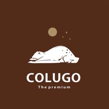 Klasik retro hipster Colugo logo vektör anahat siluet sanat simgesi