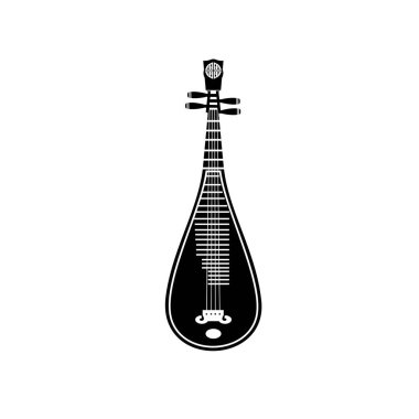 Geleneksel Çin müzik aleti logosu çizimi, pipa silueti müzik mağazası ve topluluk için uygun