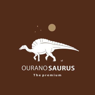 Klasik hipster dinozor, Oranosaurus logo vektör siluet sanat simgesi