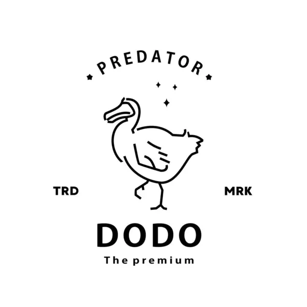 Antika hipster dodo logosu. Monoline sanat ikonu.