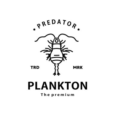 Klasik retro hipster plankton logosu. Monoline sanat simgesi.