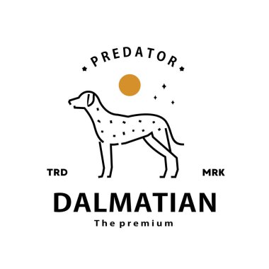 Klasik retro hipster dalmaçya logosu. Monoline sanat ikonu.