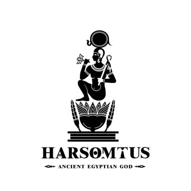 Antik Mısır tanrısı Harsomtus 'un silueti. Tanrı' nın yeniden doğuşu Horus 'tan.