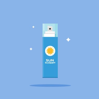 Güneş kremi ikonu. Vücut kremi ikonunun düz çizimi. Poster ve web tasarım kullanımı için uygun
