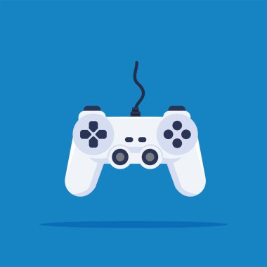 Video oyunu denetleyicisi. Oynamak için elektronik bir cihazın çizimi. Poster kullanımı ve web simgeleri için uygun