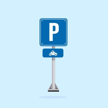 Yol tabelası ikonu, bisikletçi park yeri. Poster kullanımı ve web simgesi için uygun