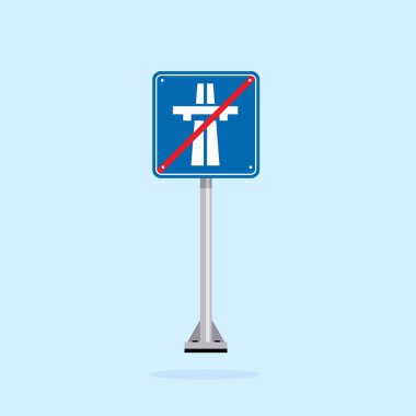 Yol işareti simgesi, Otoyol mavi kareli tahtadaki trafiği sonlandırıyor. Poster kullanımı ve web simgesi için uygun