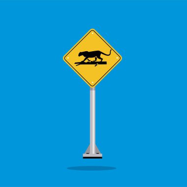 Yol işareti ikonu, leopar sarı eşkenar dörtgen üzerinde kesişiyor. Tahta. Poster kullanımı ve web simgesi için uygun