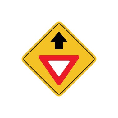 Yol işareti simgesi, sarı eşkenar dörtgen üzerinde yol verin. Tahta. Poster kullanımı ve web simgesi için uygun